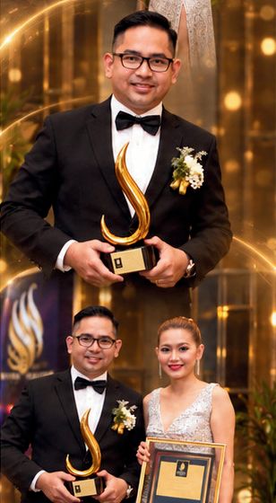 Award presentation at a real estate awards ceremony